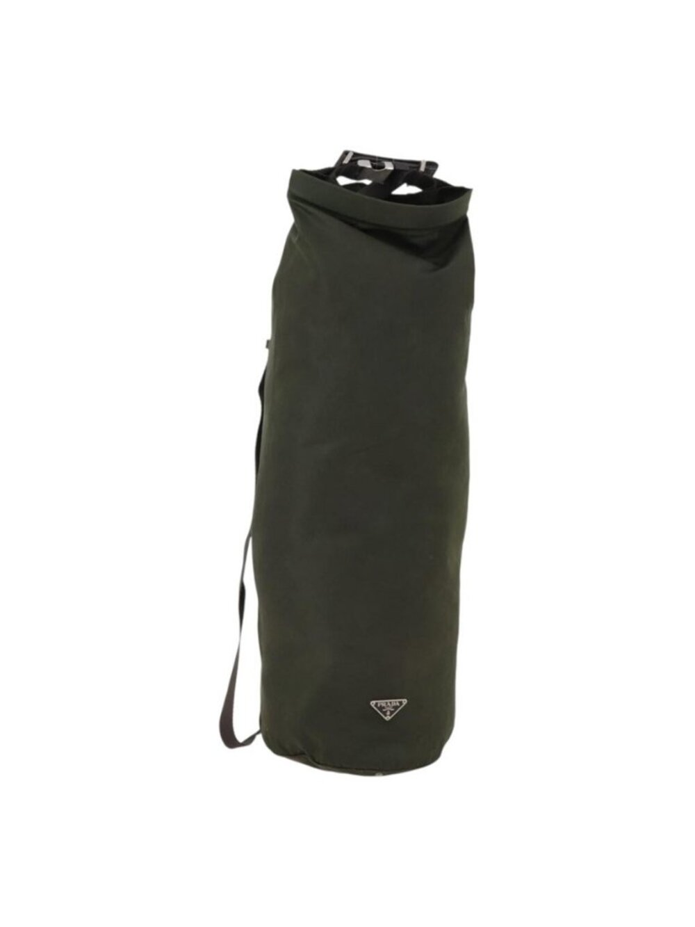 Authentic PRADA Shoulder Bag Nylon Khaki Silver